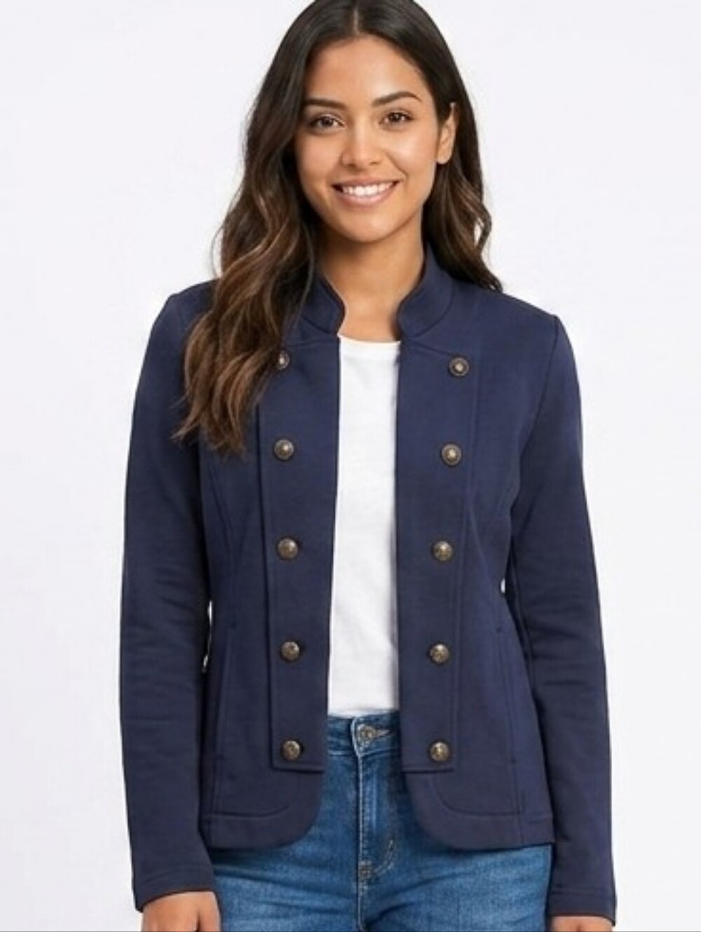 Tommy Hilfiger Navy Double-Breasted Military Blazer
